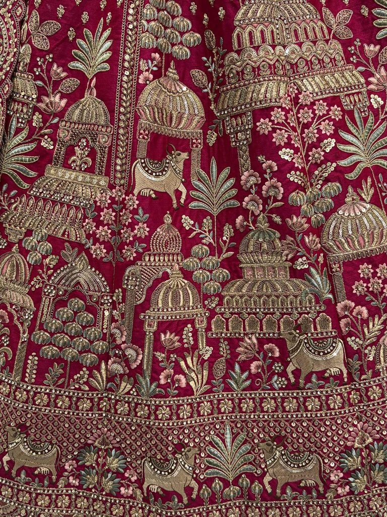 Pretty Pink Embroidered Silk Bridal Lehenga Choli With Double Dupatta