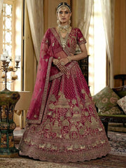 Pretty Pink Embroidered Silk Bridal Lehenga Choli With Double Dupatta