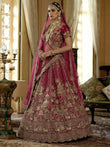 Pretty Pink Embroidered Silk Bridal Lehenga Choli With Double Dupatta