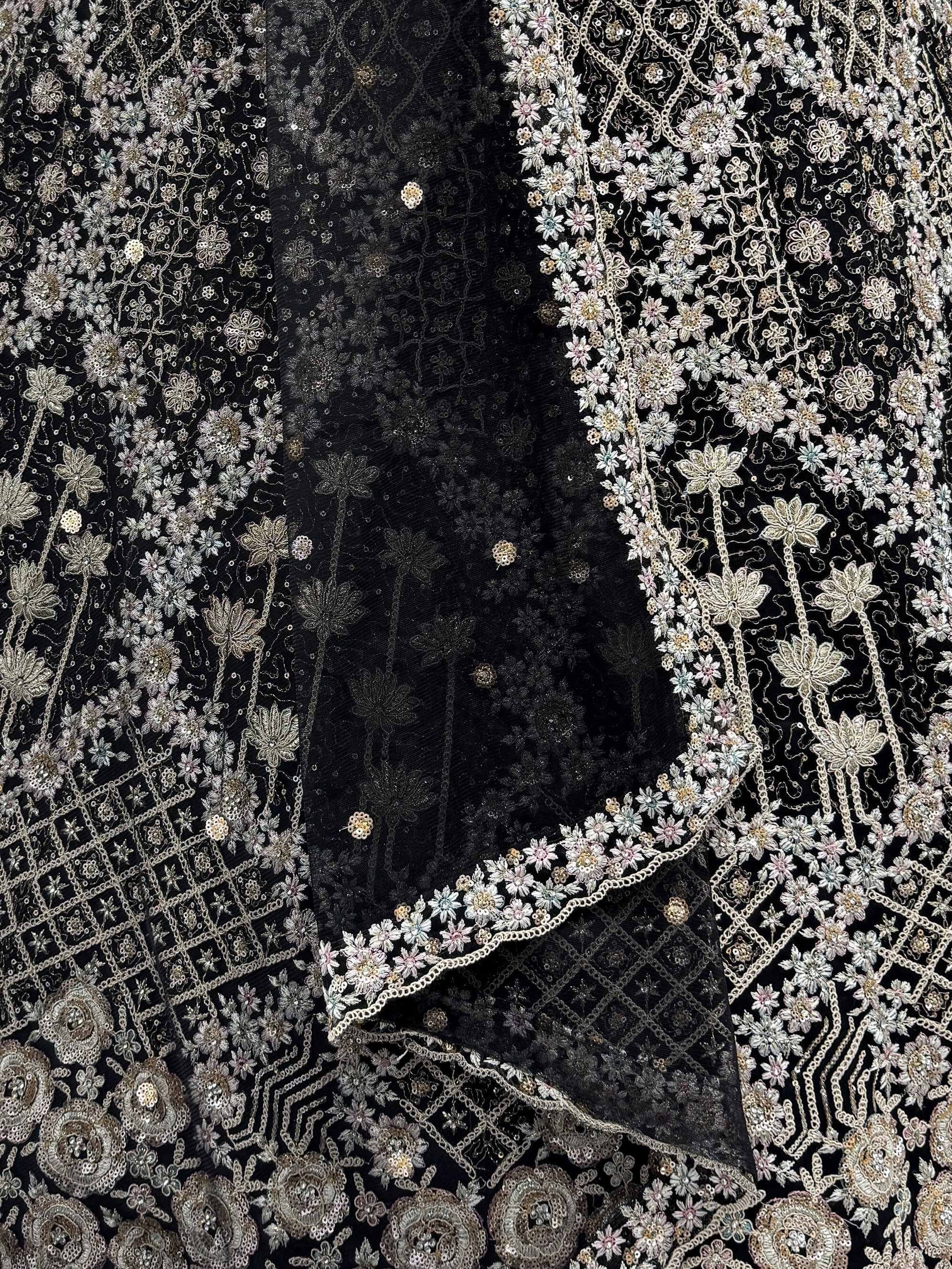 Incredible Black Sequins Embroidered Net Reception Wear Lehenga Choli