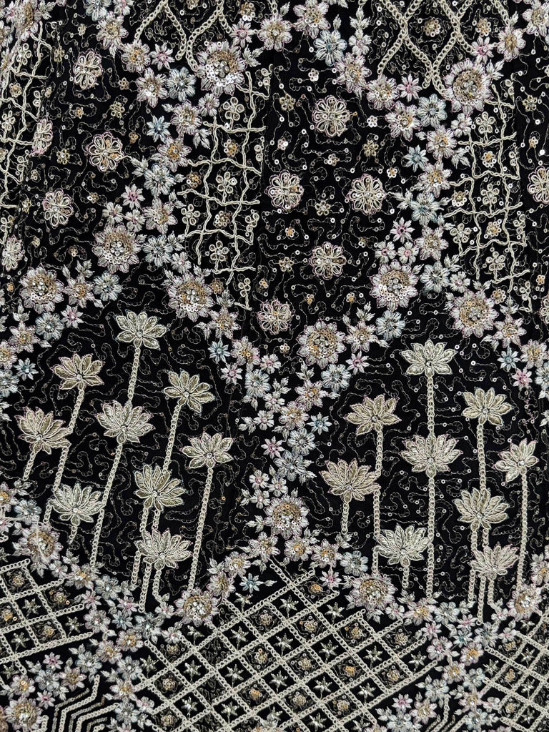 Incredible Black Sequins Embroidered Net Reception Wear Lehenga Choli