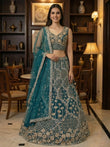 Amazing Blue Thread Embroidered Silk Party Wear Lehenga Choli
