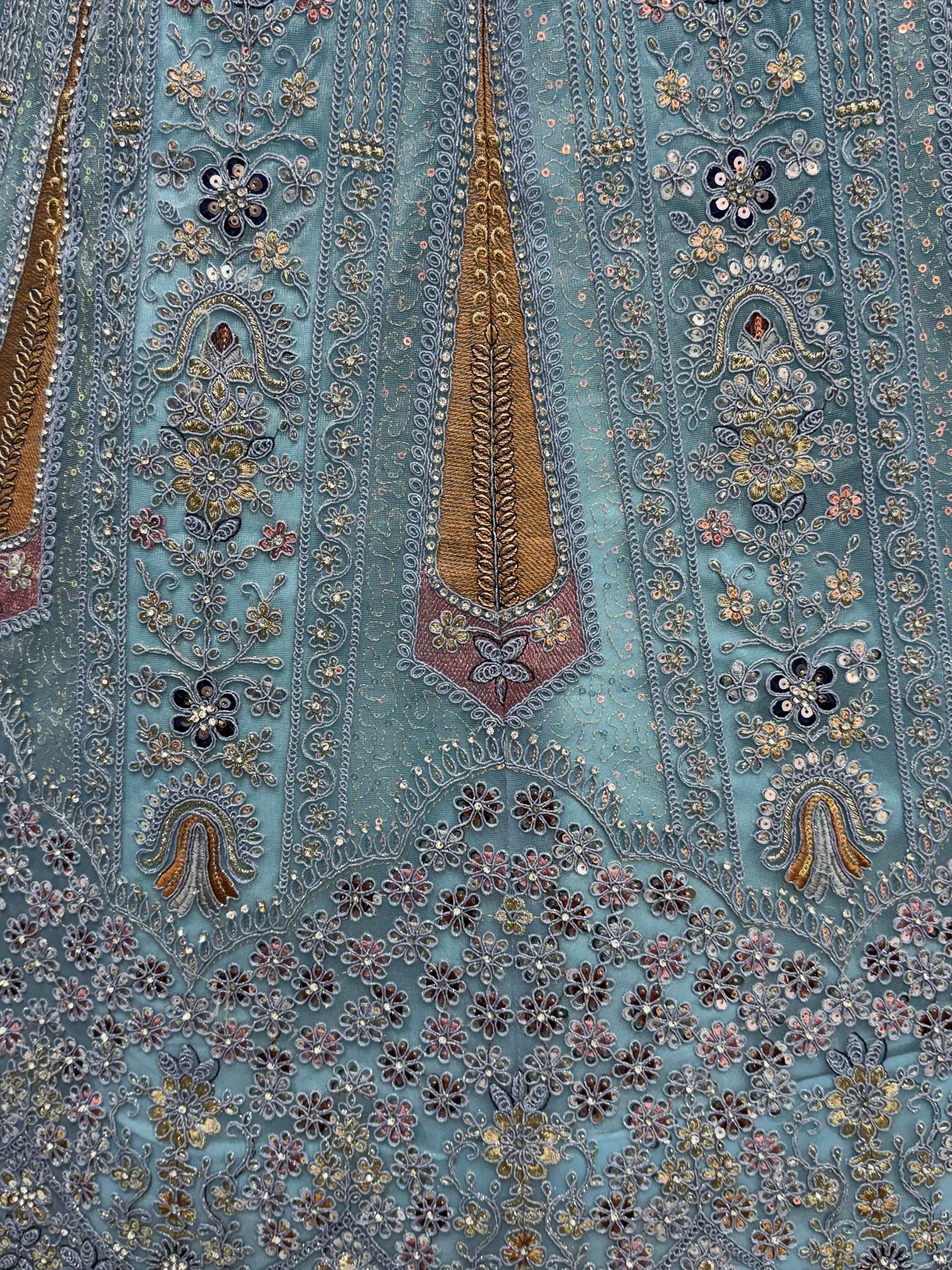 Attractive Blue Diamond Work Net Engagement Wear Lehenga Choli