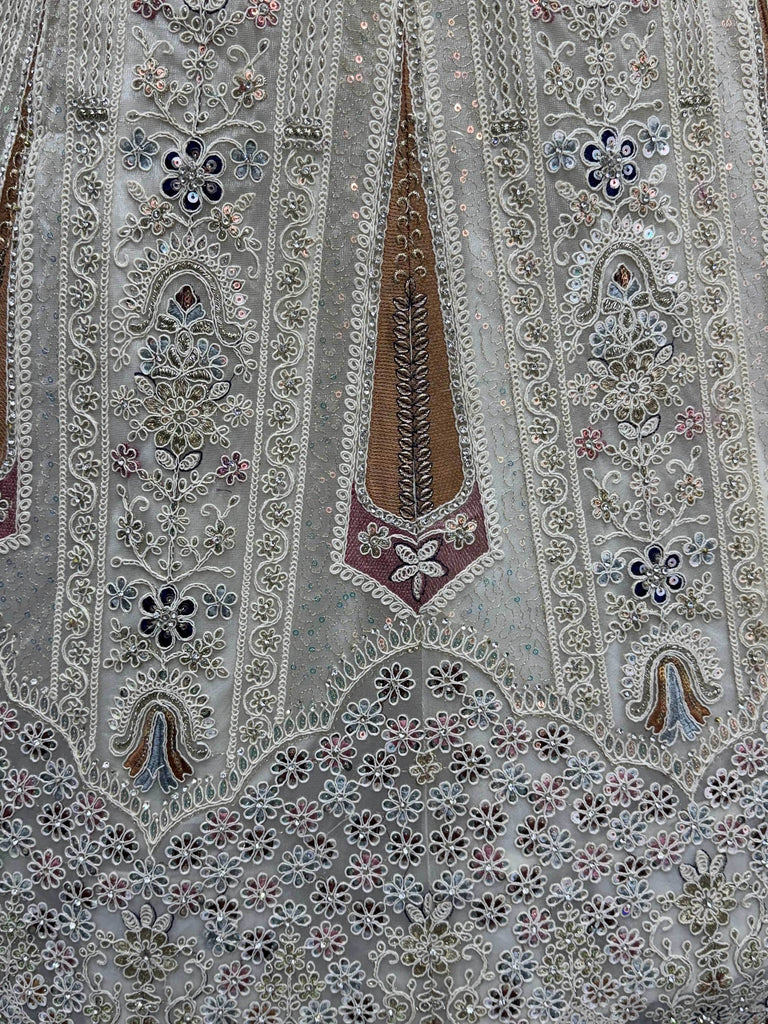 Awesome White Diamond Work Net Reception Wear Lehenga Choli