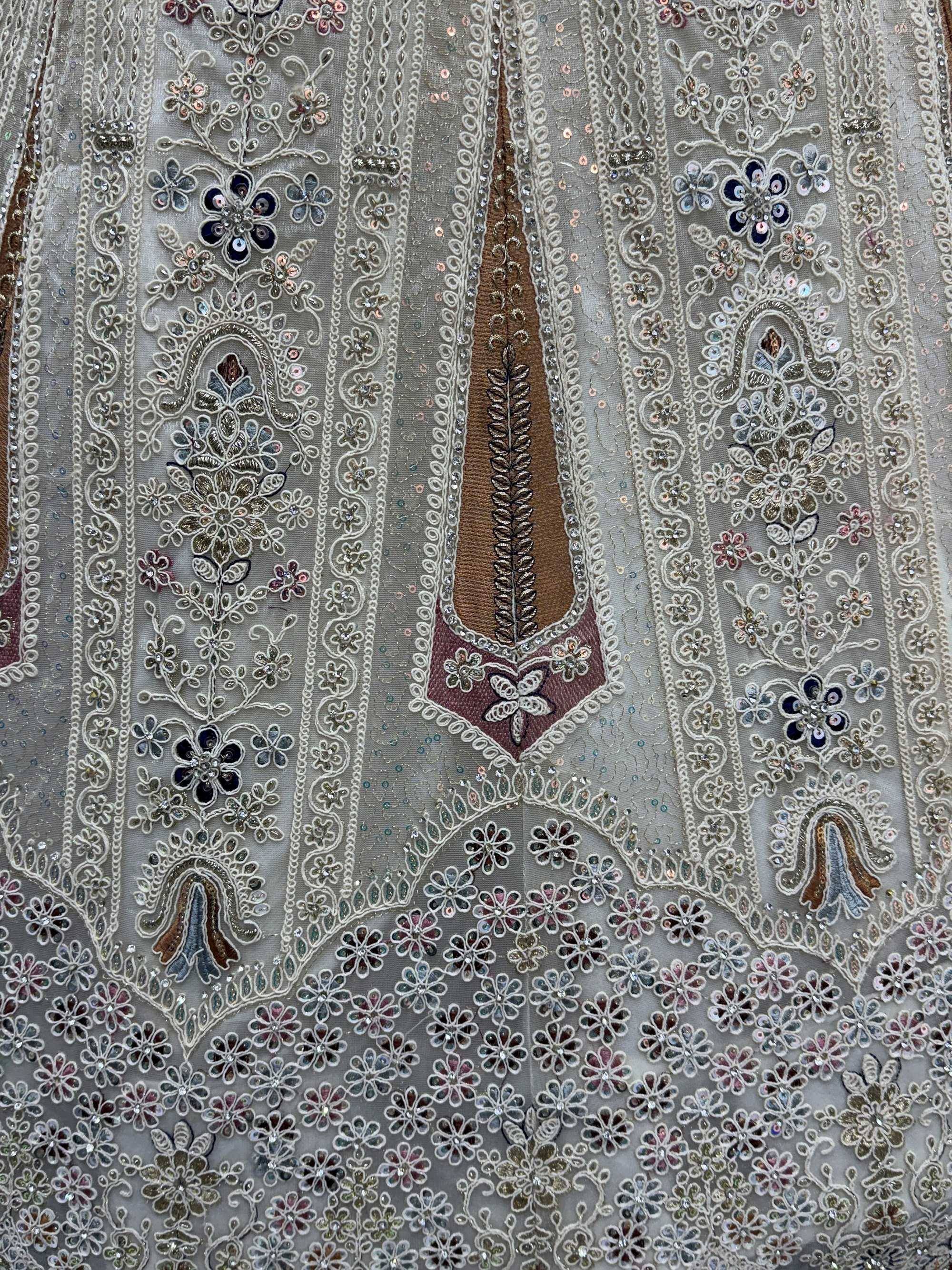 Awesome White Diamond Work Net Reception Wear Lehenga Choli