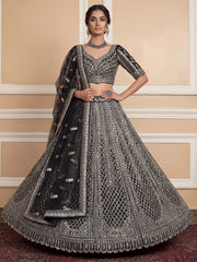 Glamorous Black Sequins Embroidered Net Wedding Wear Lehenga Choli 