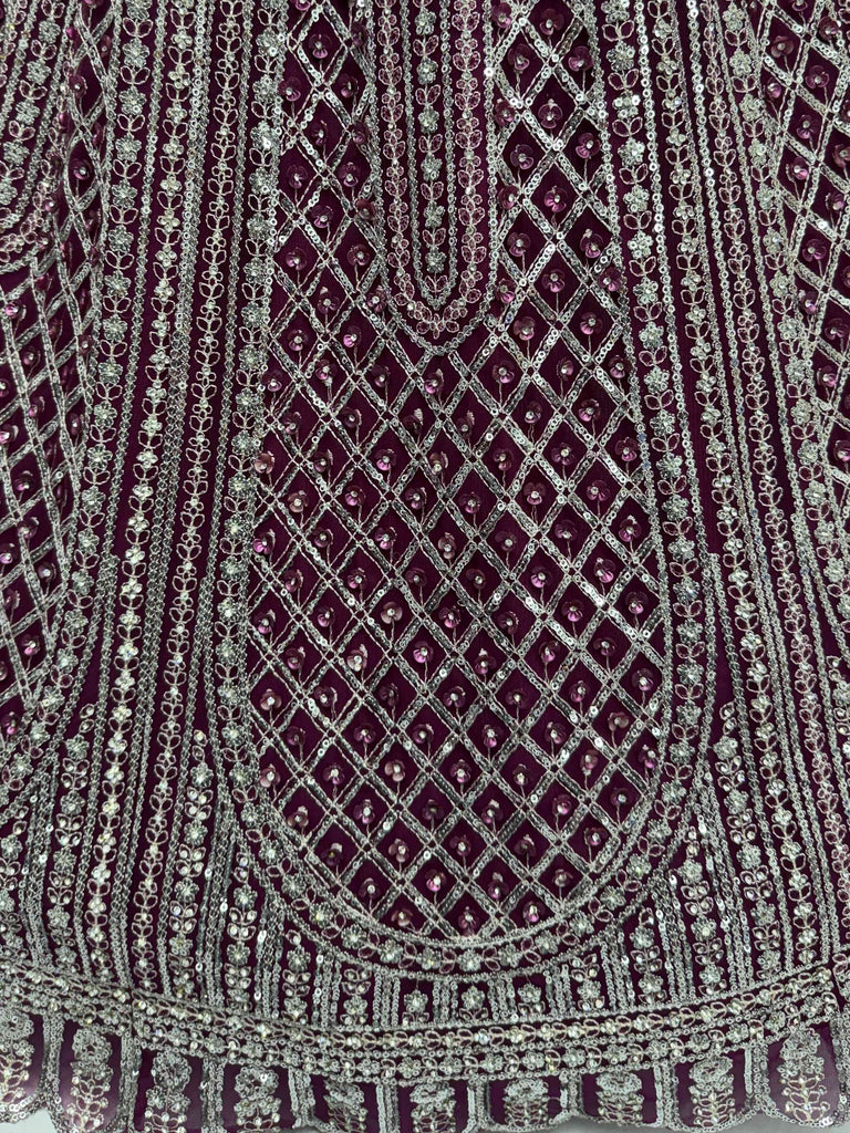 Gorgeous Wine Sequins Embroidered Net Reception Wear Lehenga Choli 