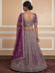 Gorgeous Wine Sequins Embroidered Net Reception Wear Lehenga Choli 