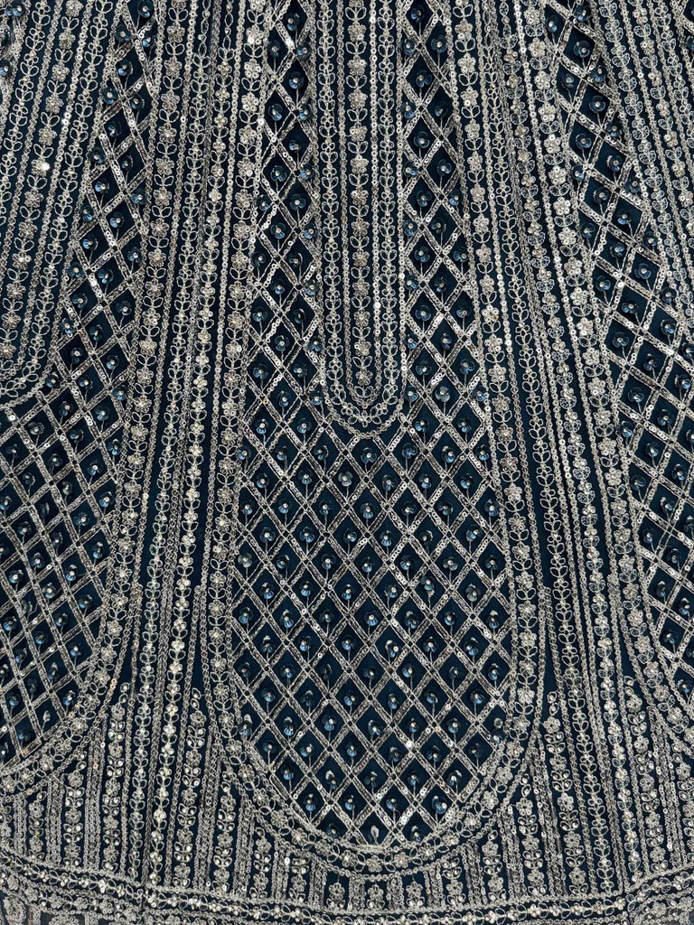 Elegant Blue Sequins Embroidered Net Party Wear Lehenga Choli 