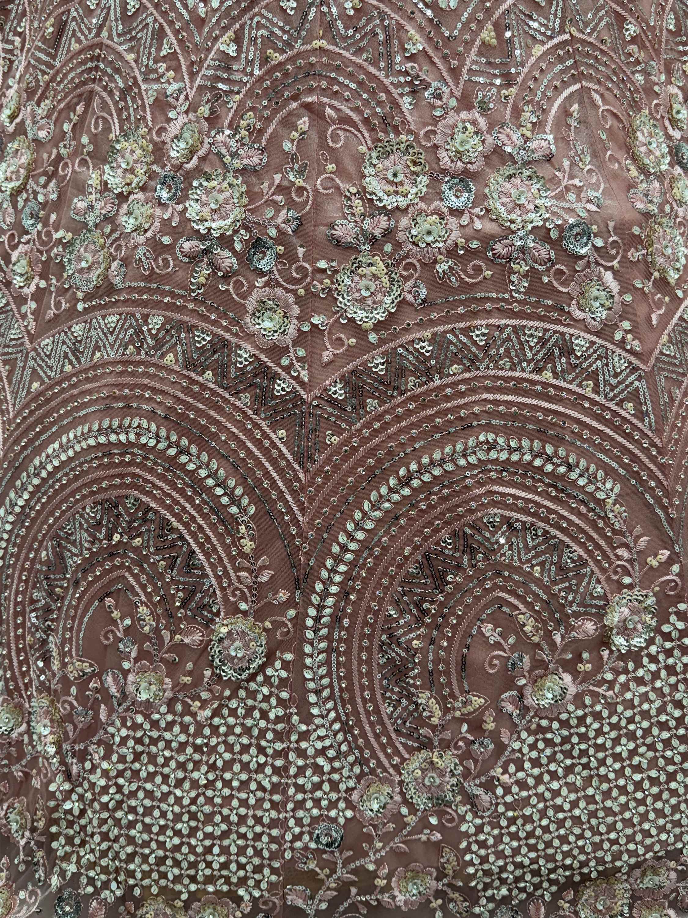 Beautiful Pink Embroidered Net Reception Wear Lehenga Choli