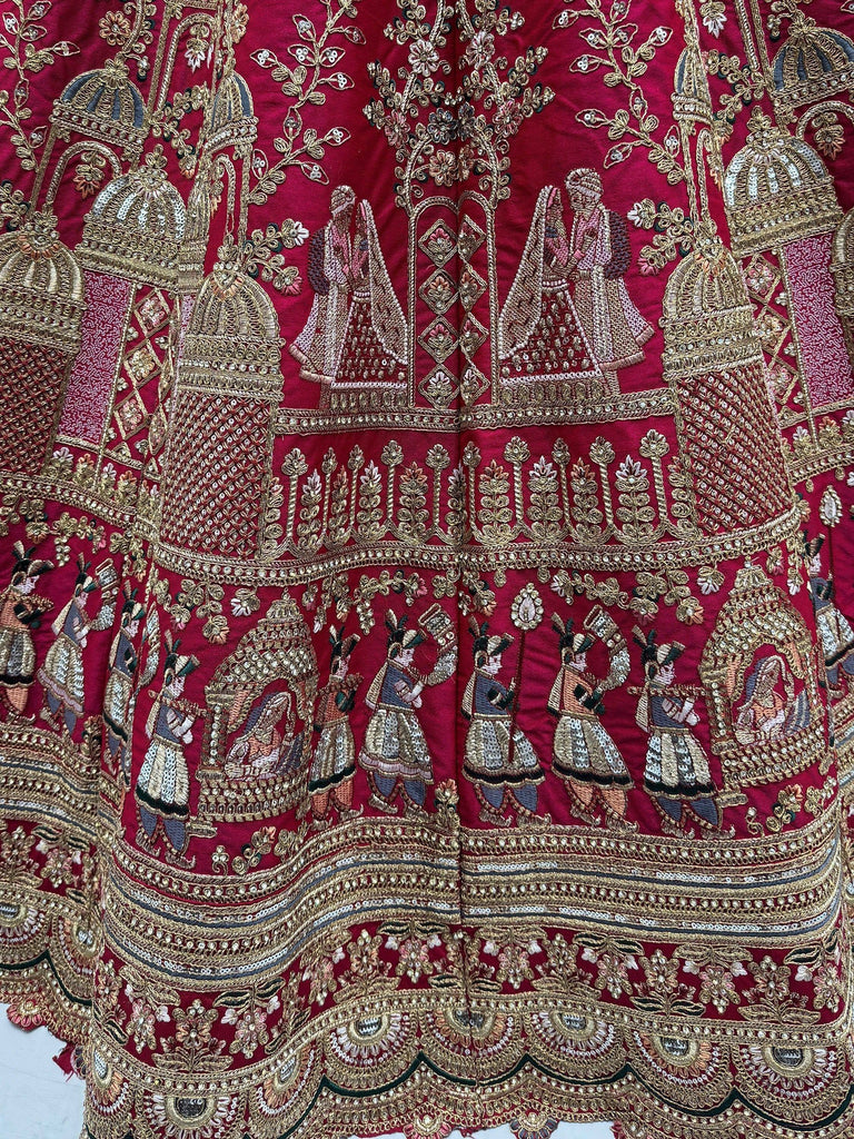 Graceful Pink Embroidered Silk Bridal Lehenga Choli With Double Dupatta