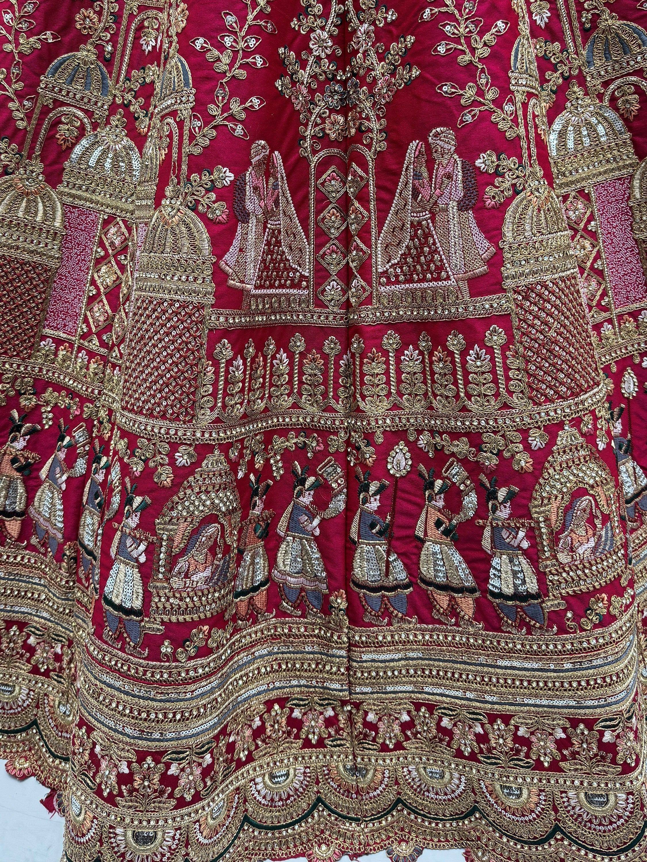 Graceful Pink Embroidered Silk Bridal Lehenga Choli With Double Dupatta