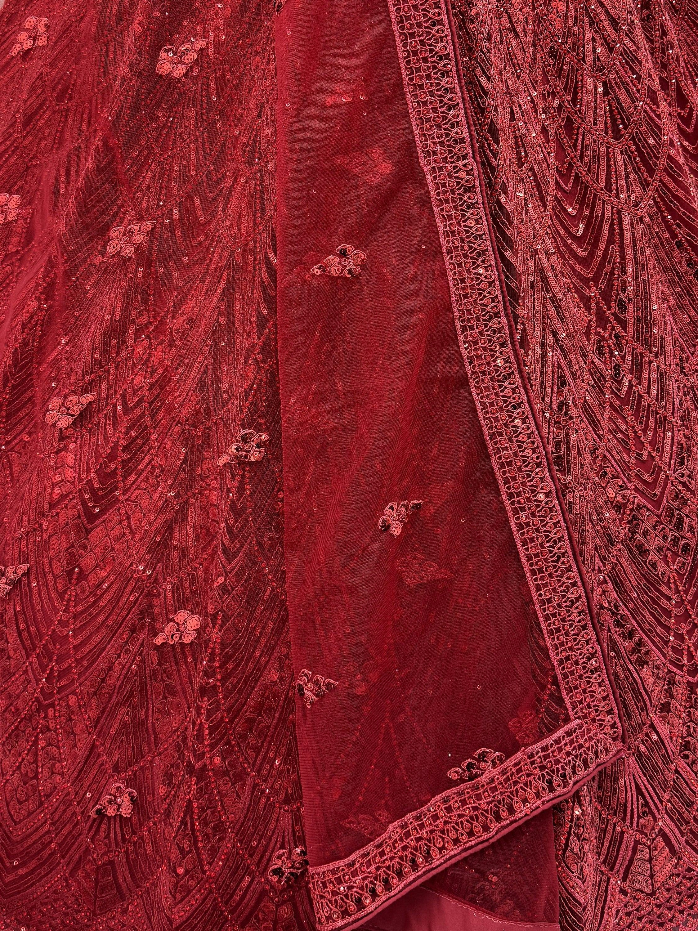 Attractive Maroon Sequins Net Engagement Wear Lehenga Choli