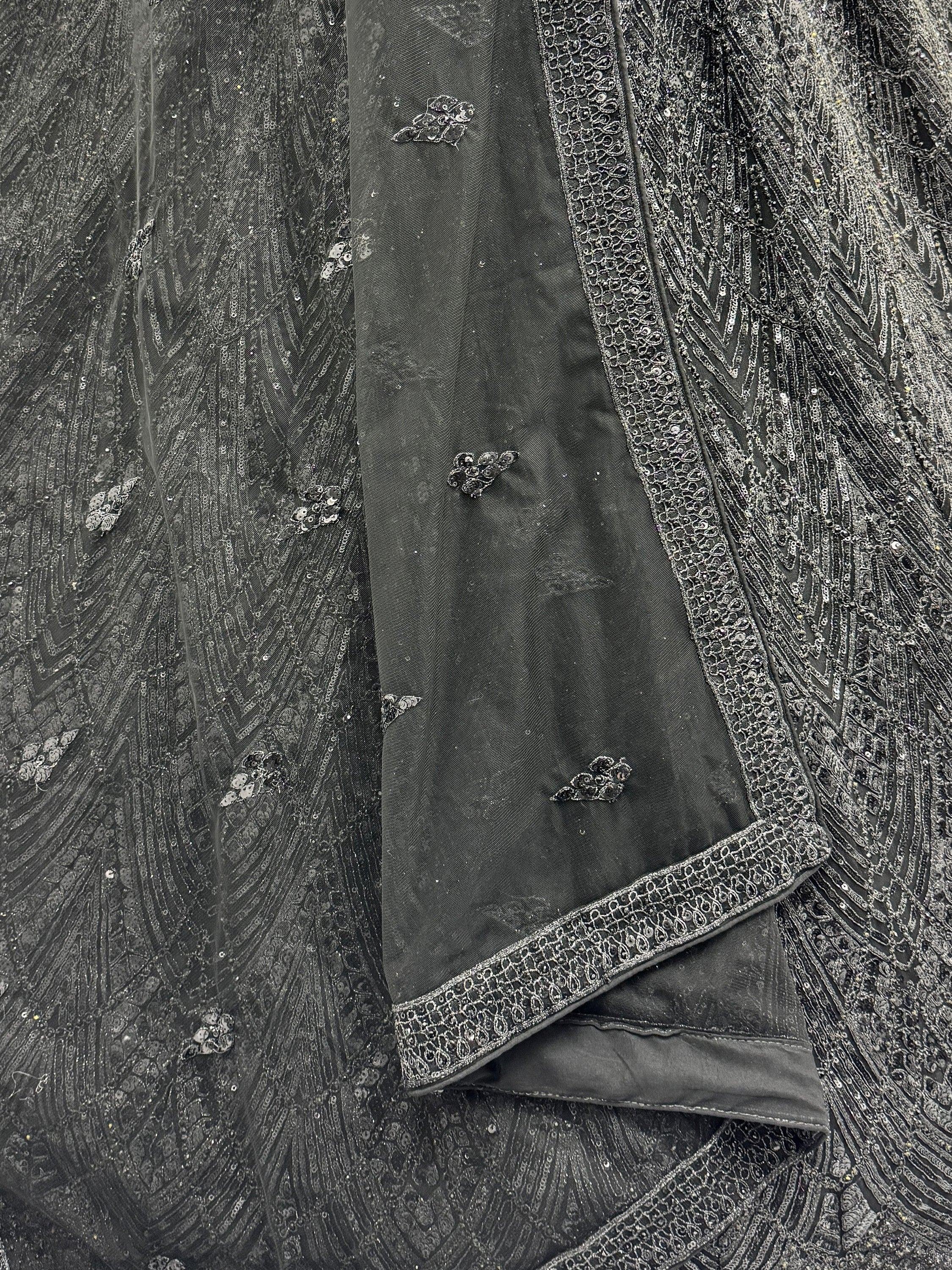 Impressive Black Dori Work Net Reception Wear Lehenga Choli