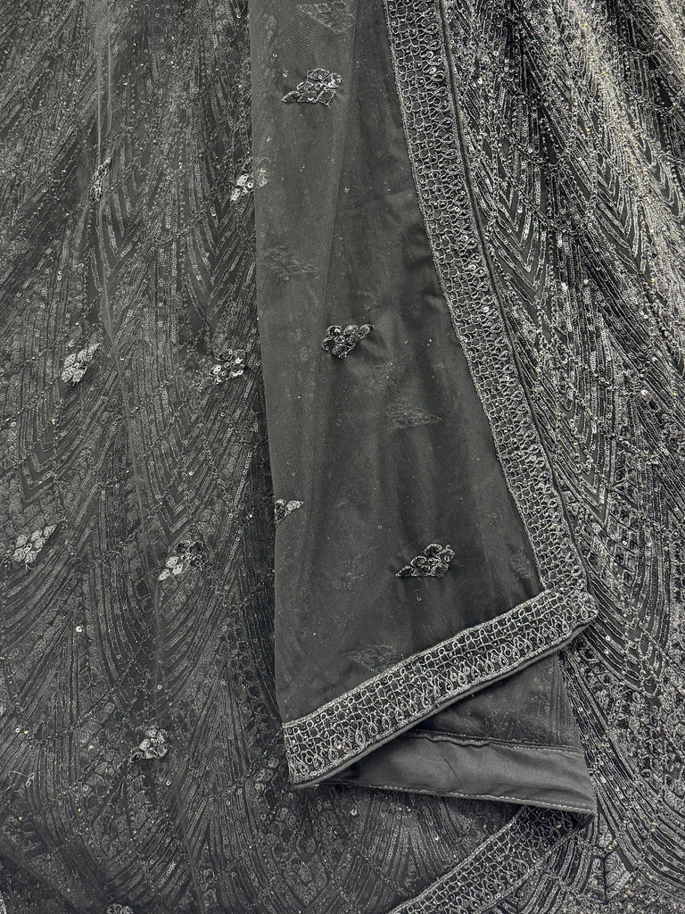 Impressive Black Dori Work Net Reception Wear Lehenga Choli