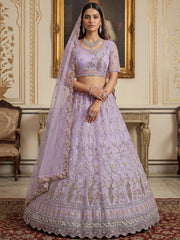 Gorgeous Lavender Embroidered Net Engagement Wear Lehenga Choli
