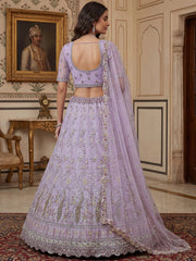 Gorgeous Lavender Embroidered Net Engagement Wear Lehenga Choli