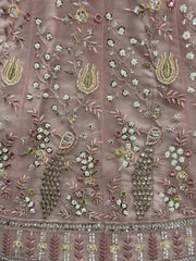 Captivating Peach Embroidered Net Wedding Wear Lehenga Choli