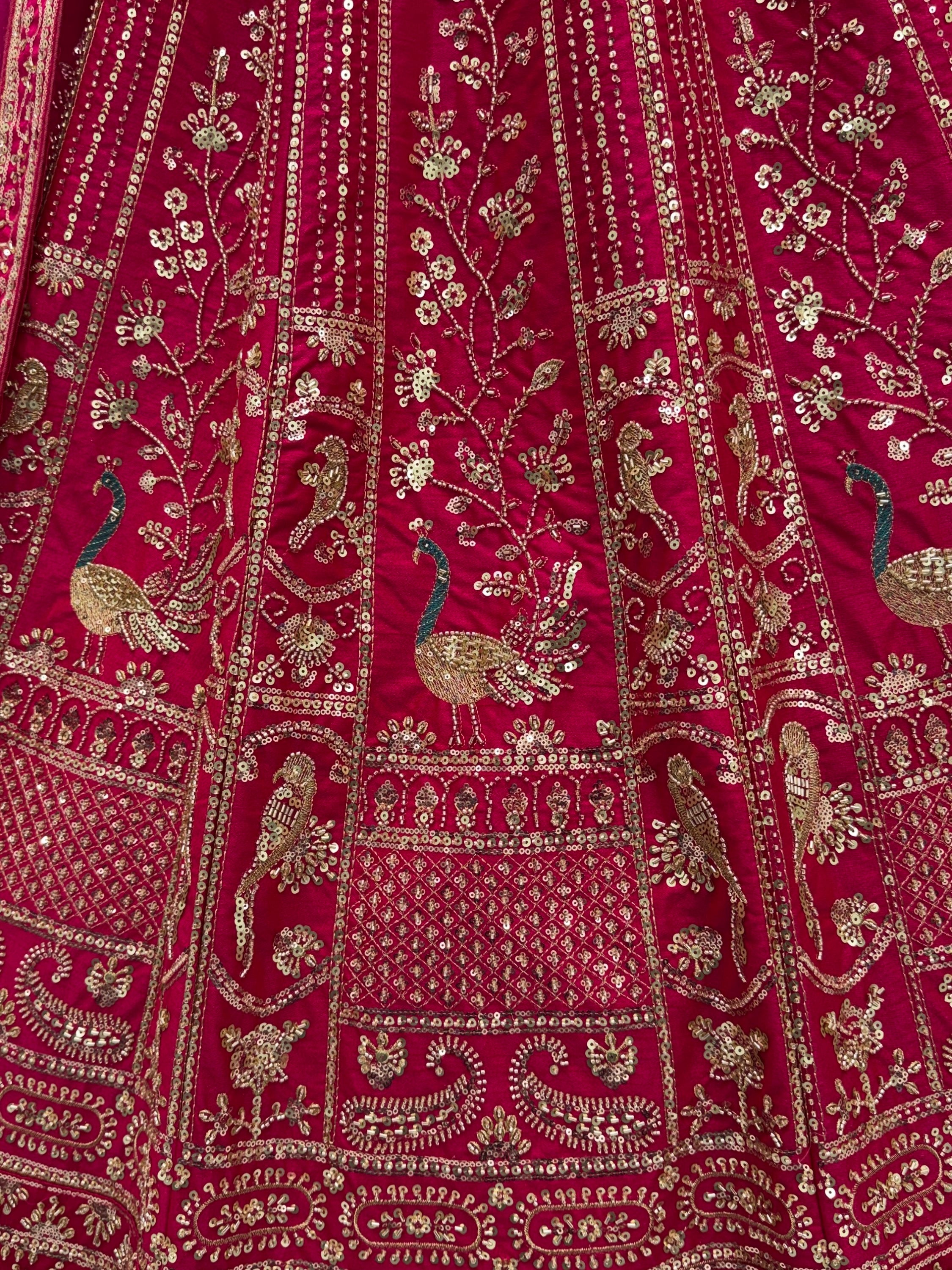 Classy Pink Thread Work Silk Bridal Lehenga Choli With Double Dupatta