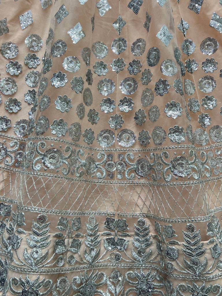 Dazzling Peach Sequins Net Engagement Wear Lehenga Choli