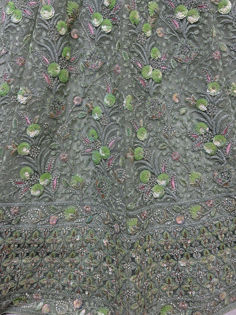 Beautiful Sea Green Embroidered Net Reception Wear Lehenga Choli