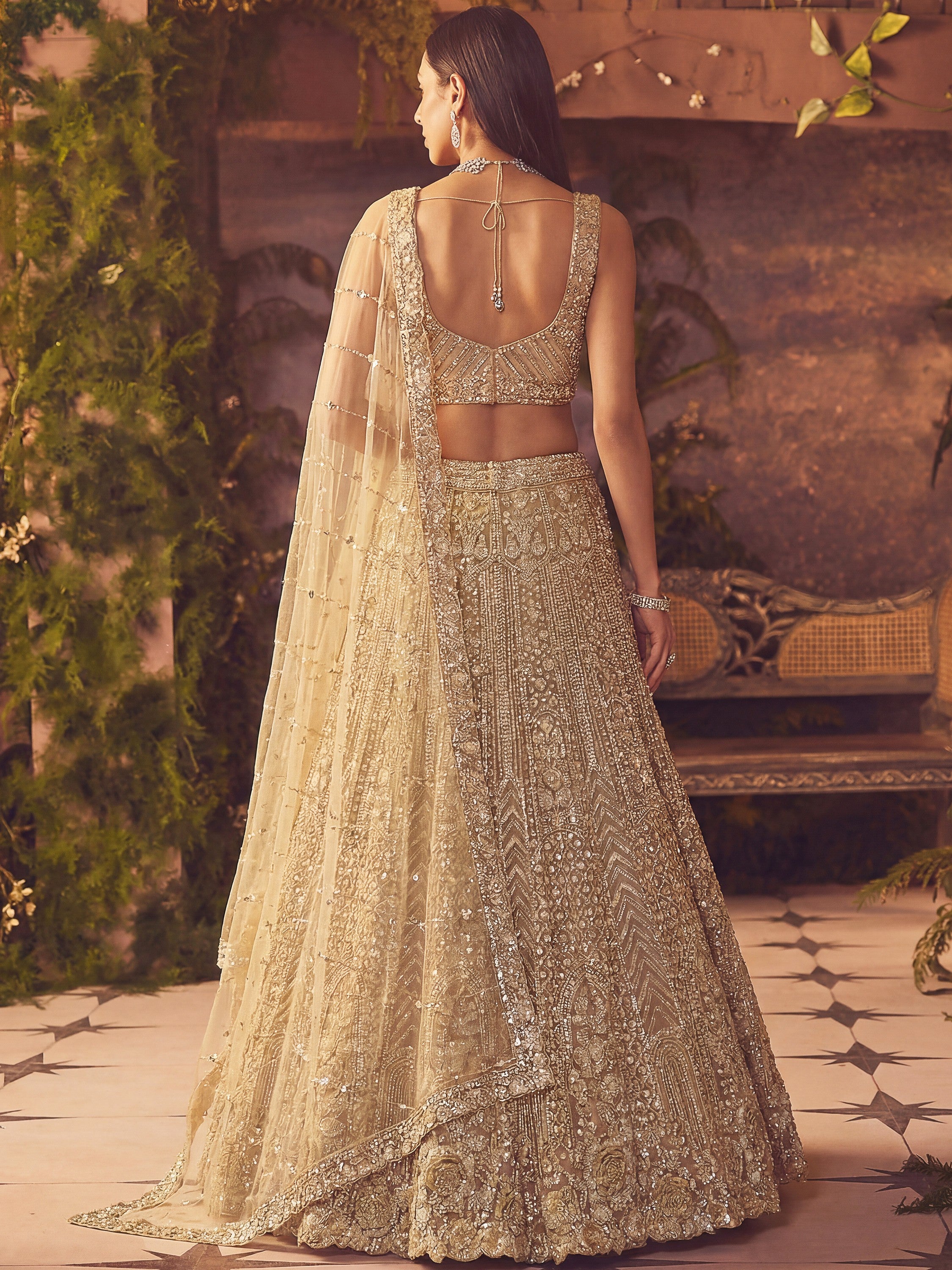 Amazing Beige Embroidered Net Wedding Wear Lehenga Choli