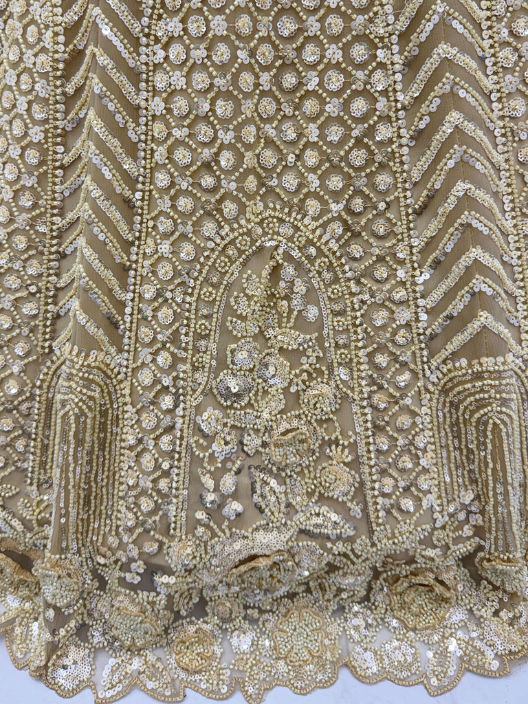 Amazing Beige Embroidered Net Wedding Wear Lehenga Choli