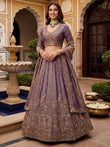 Bewitching Lilac Sequins Silk Reception Wear Lehenga With Blouse