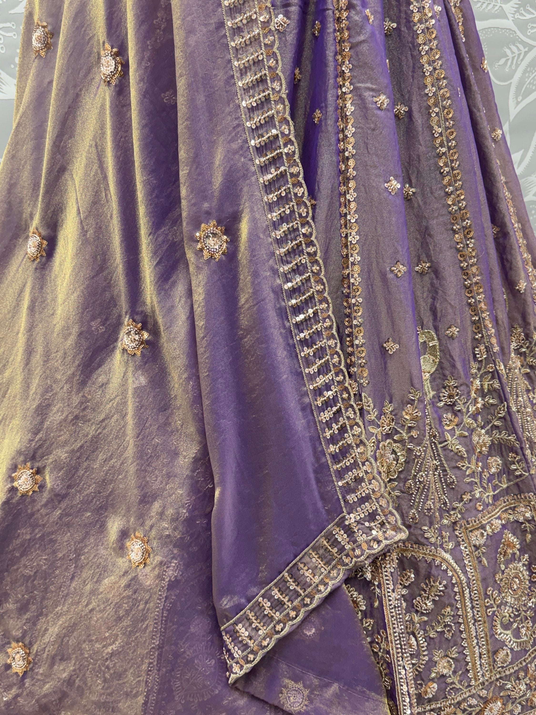 Bewitching Lilac Sequins Silk Reception Wear Lehenga With Blouse