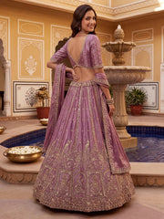 Precious Purple Heavy Embroidered Silk Bridesmaid Lehenga Choli