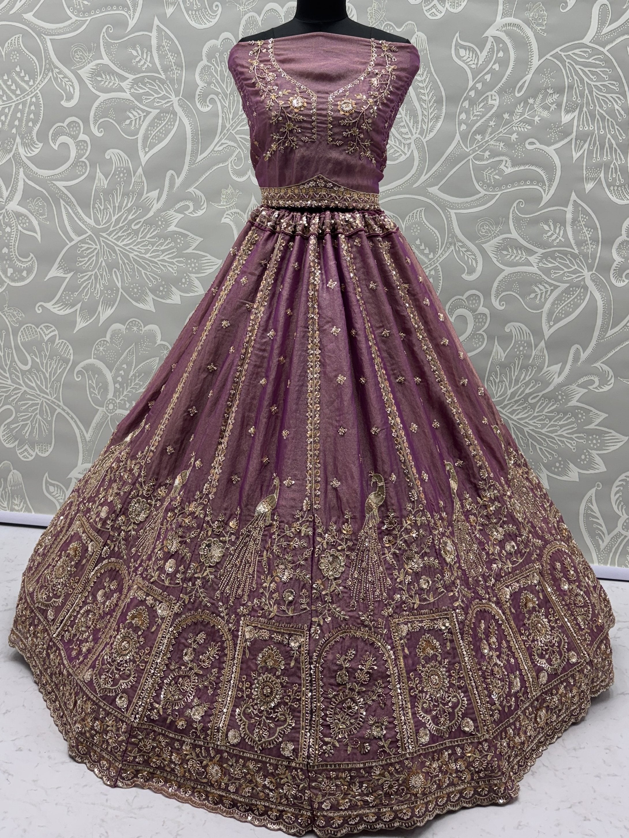 Precious Purple Heavy Embroidered Silk Bridesmaid Lehenga Choli
