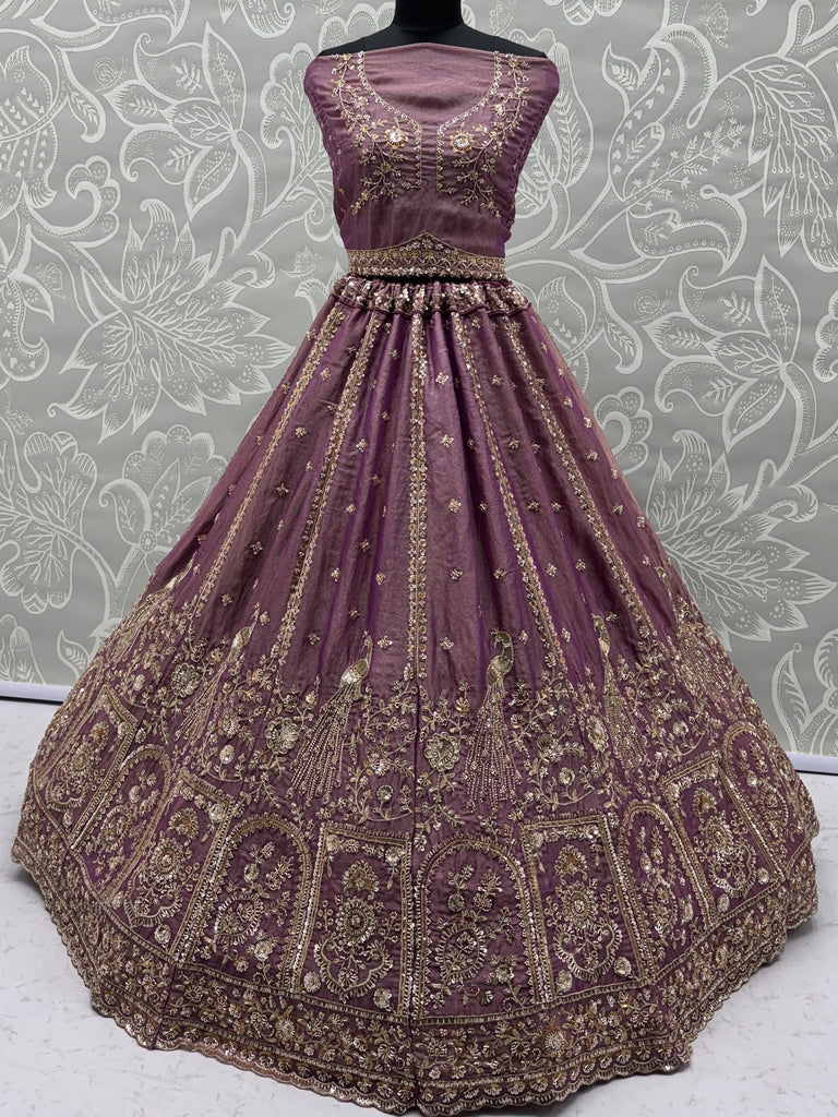 Precious Purple Heavy Embroidered Silk Bridesmaid Lehenga Choli