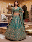 Beautiful Green Hand Embroidery Silk Lehenga Choli With Dupatta