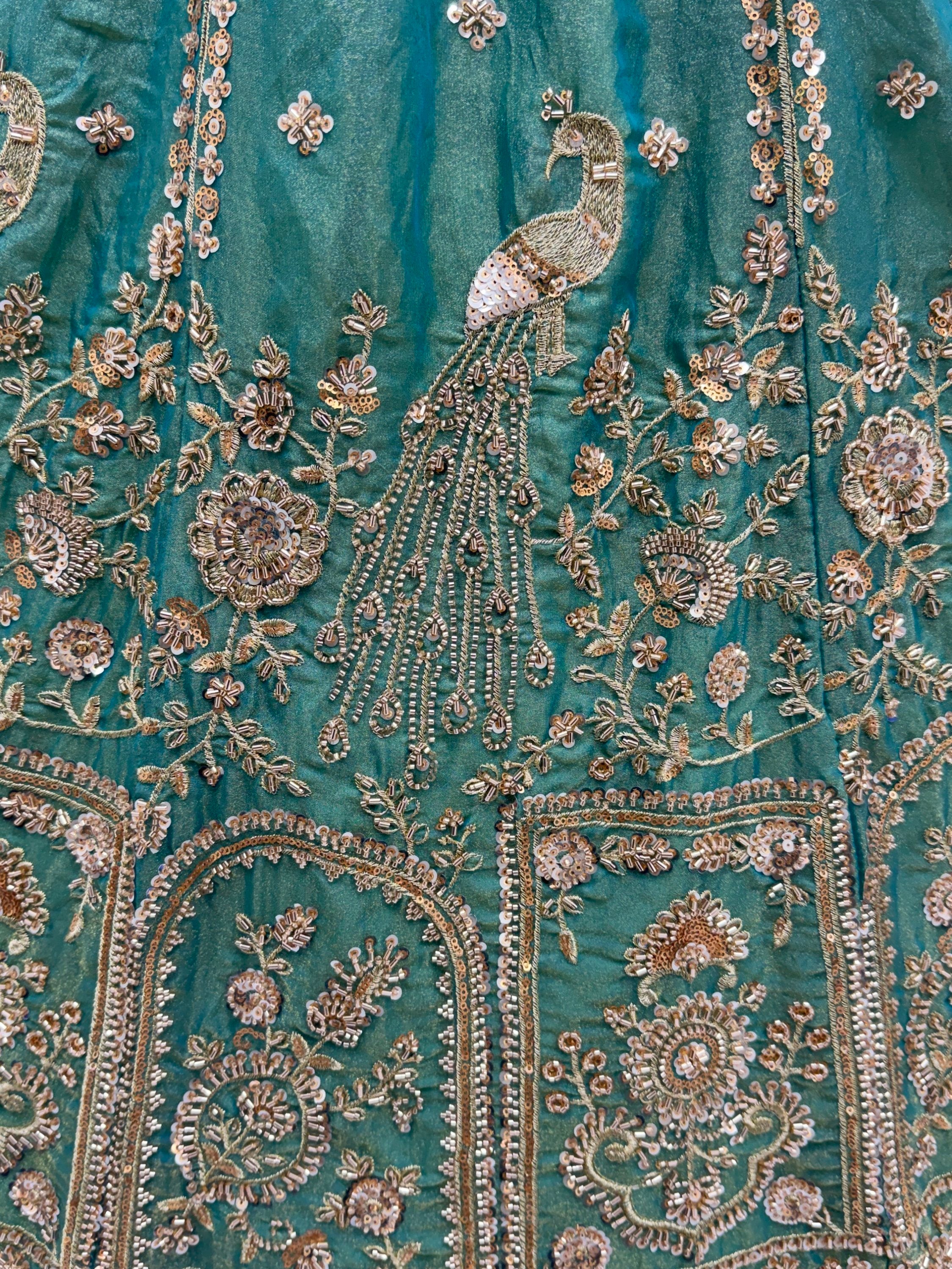 Beautiful Green Hand Embroidery Silk Lehenga Choli With Dupatta