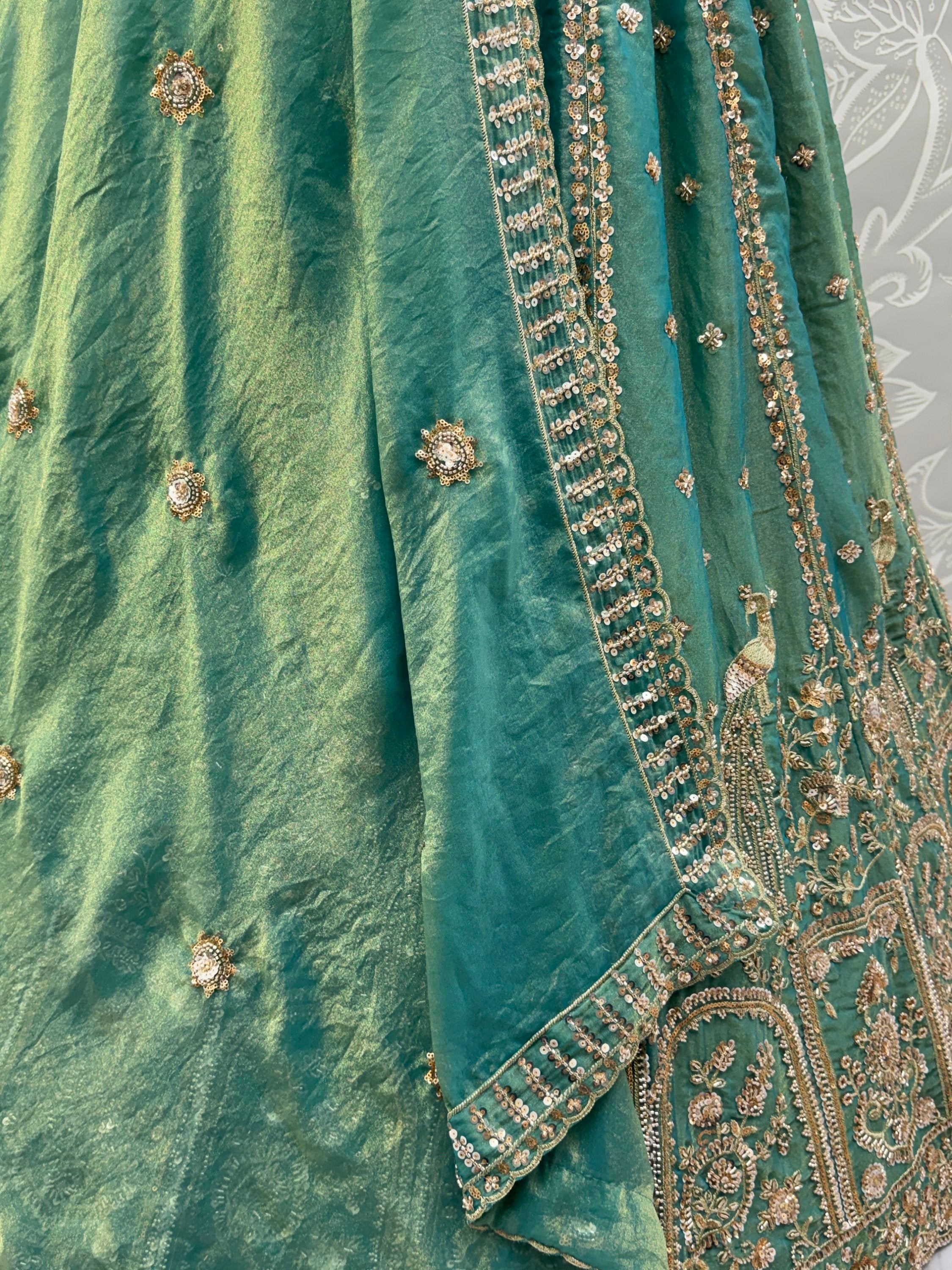 Beautiful Green Hand Embroidery Silk Lehenga Choli With Dupatta