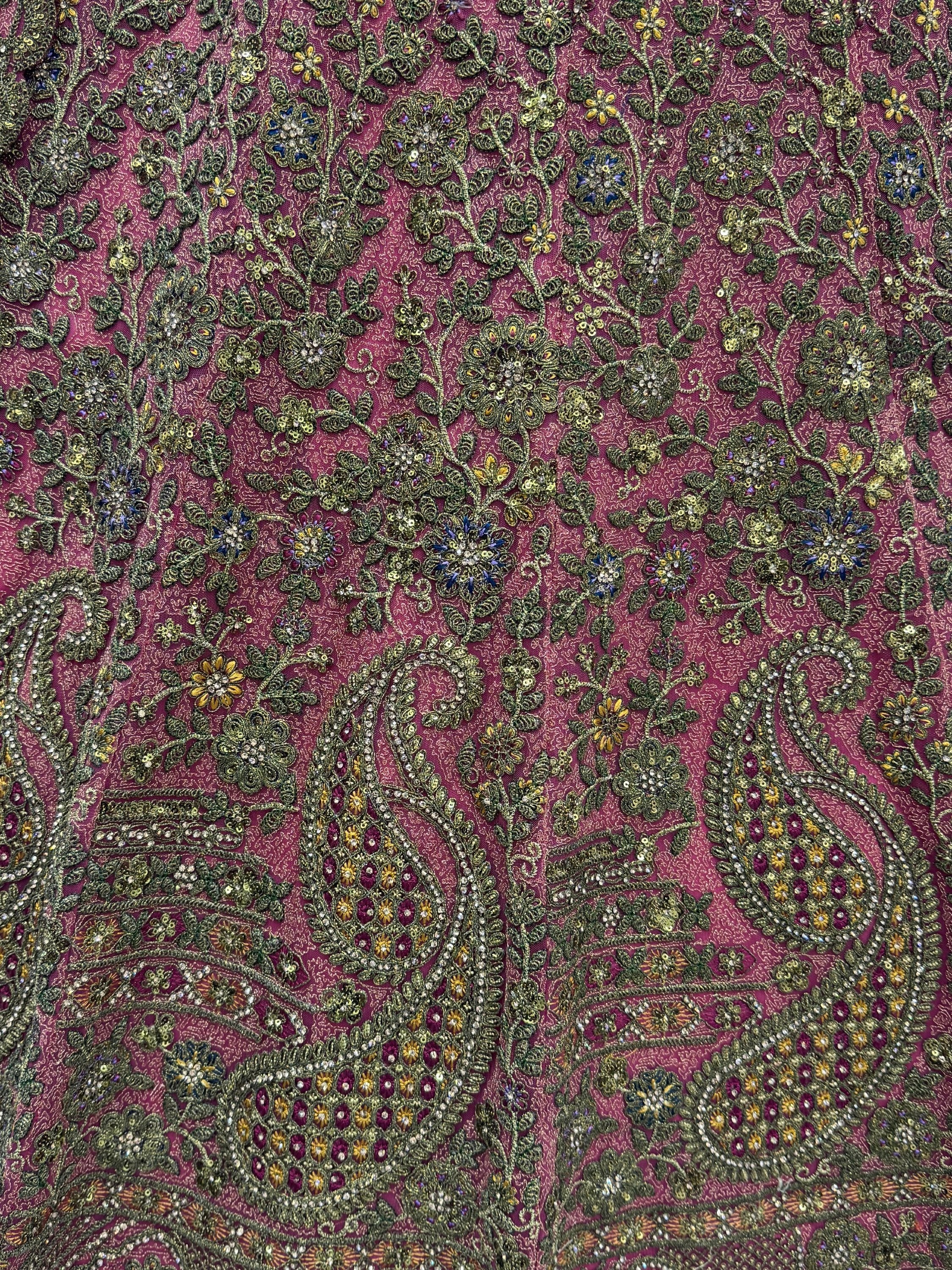 Royal Pink Multi Thread Work Net Bridal Lehenga Choli With Dupatta