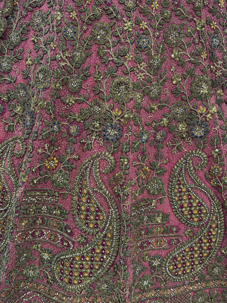 Royal Pink Multi Thread Work Net Bridal Lehenga Choli With Dupatta