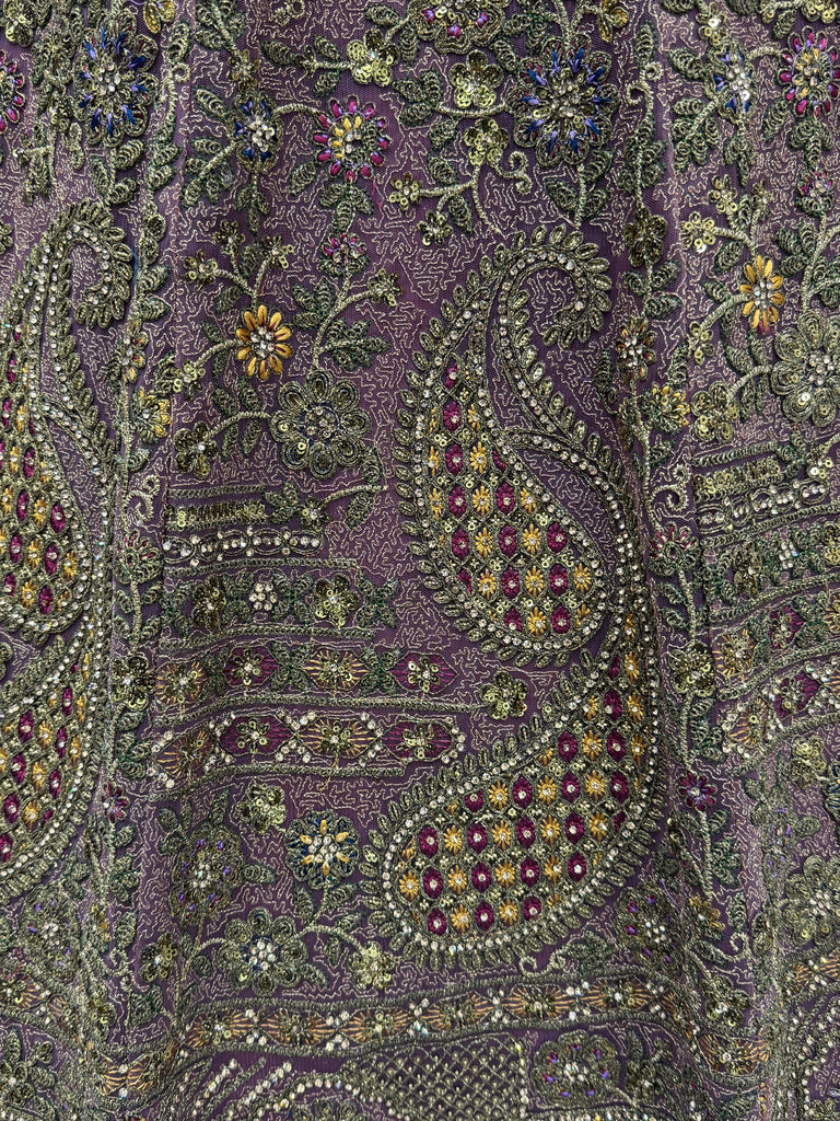 Luxurious Mauve Dori Work Net Reception Wear Lehenga With Blouse