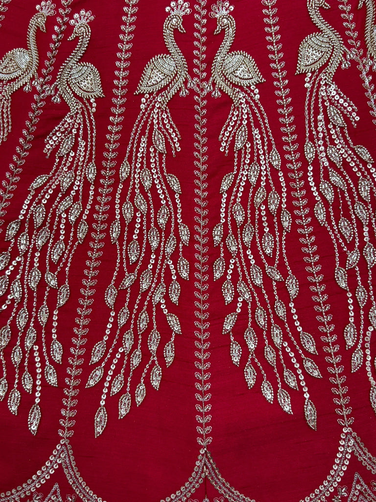 Rich Red Multi Thread Work Bridal Lehenga Choli With Double Dupatta