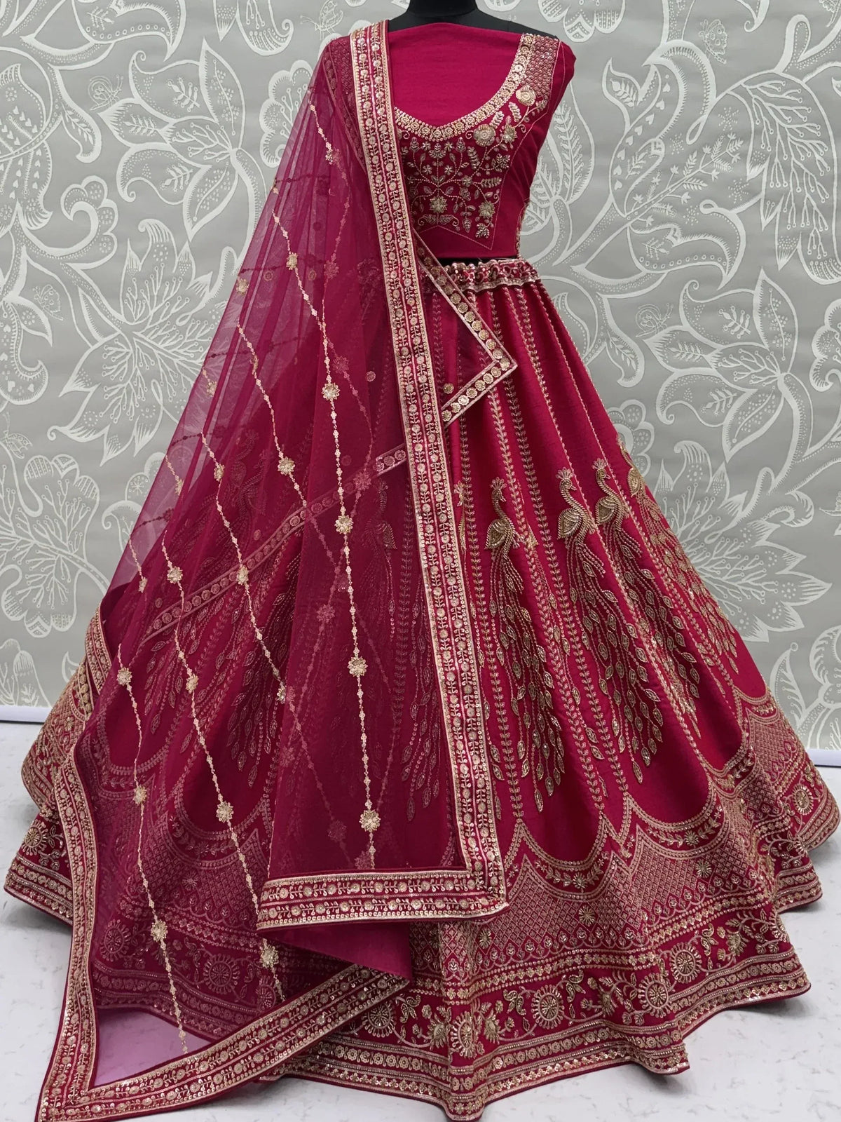 Timeless Pink Dori Work Silk Bridal Lehenga Choli With Double Dupatta