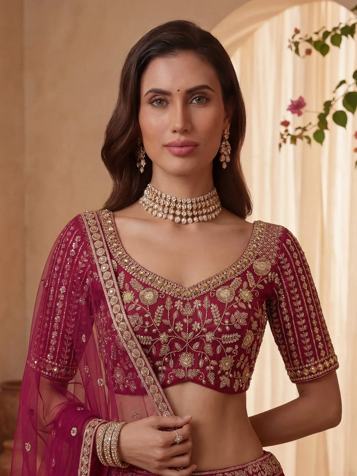 Timeless Pink Dori Work Silk Bridal Lehenga Choli With Double Dupatta