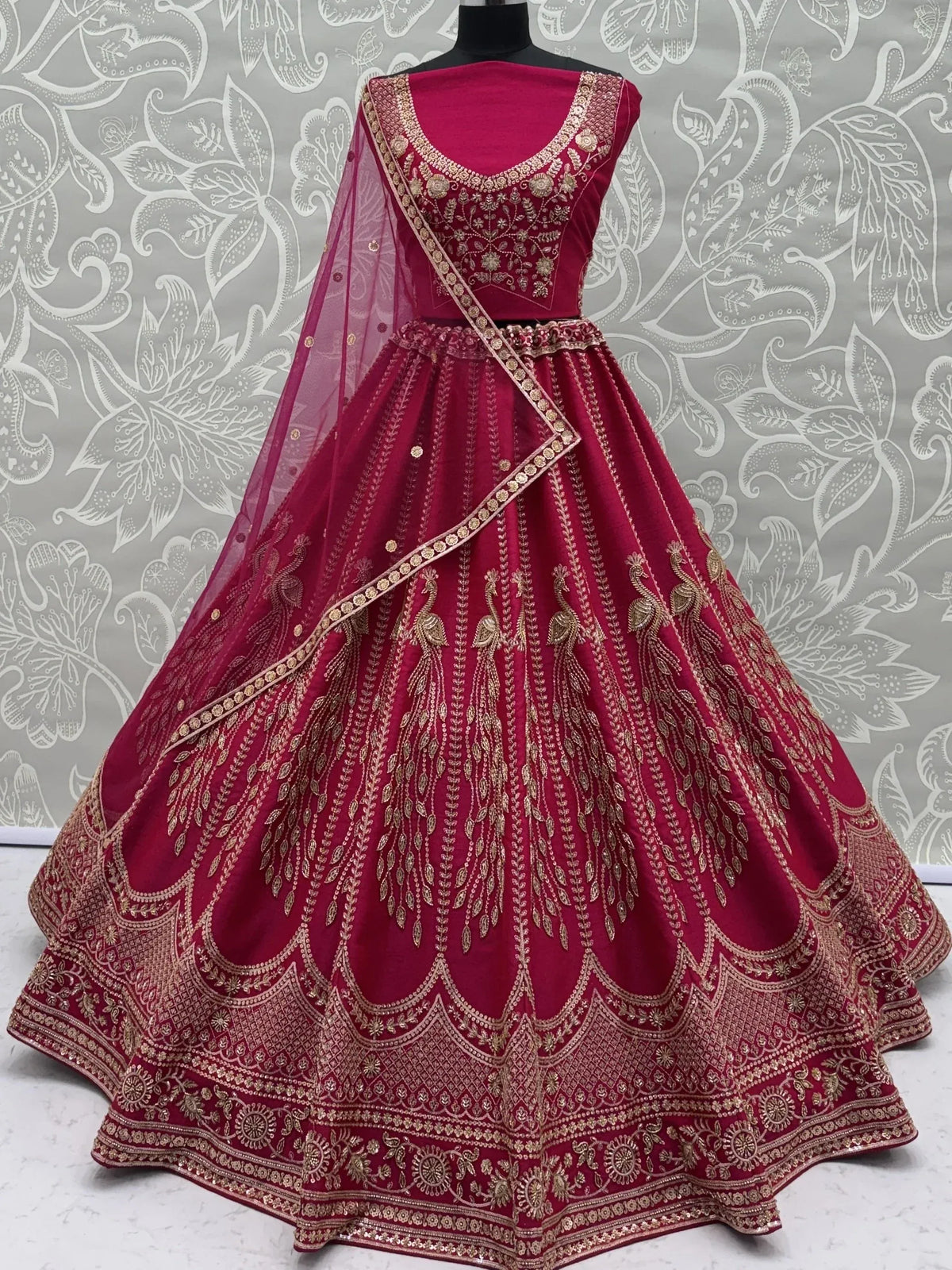 Timeless Pink Dori Work Silk Bridal Lehenga Choli With Double Dupatta