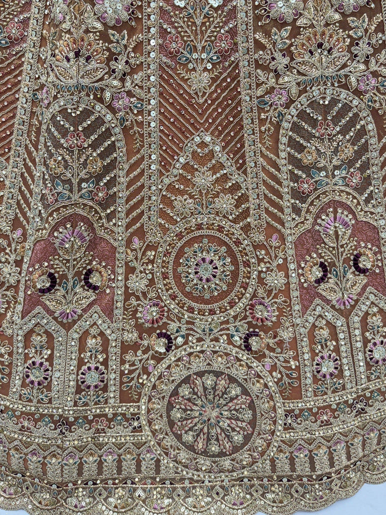 Sparkling Brown Multi Thread Work Net Reception Wear Lehenga Choli