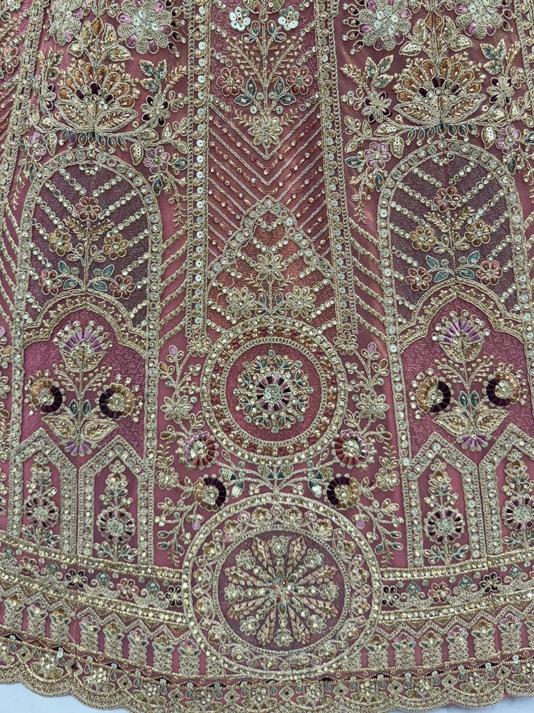 Gorgeous Dusty Pink Zircon Work Net Engagement Wear Lehenga With Blouse