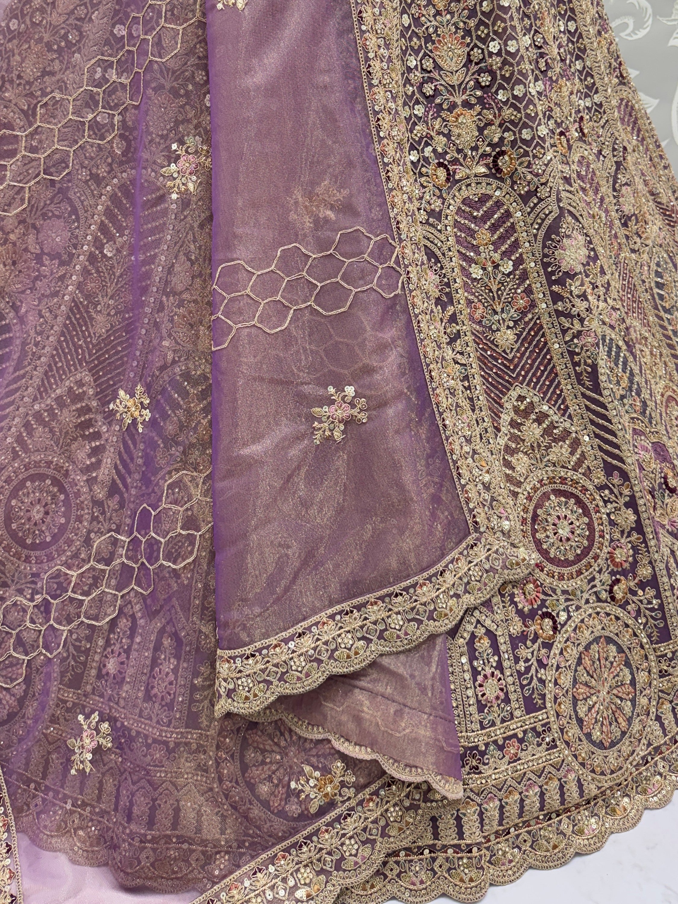 Adorable Purple Sequins Net Bridesmaid Lehenga Choli With Dupatta