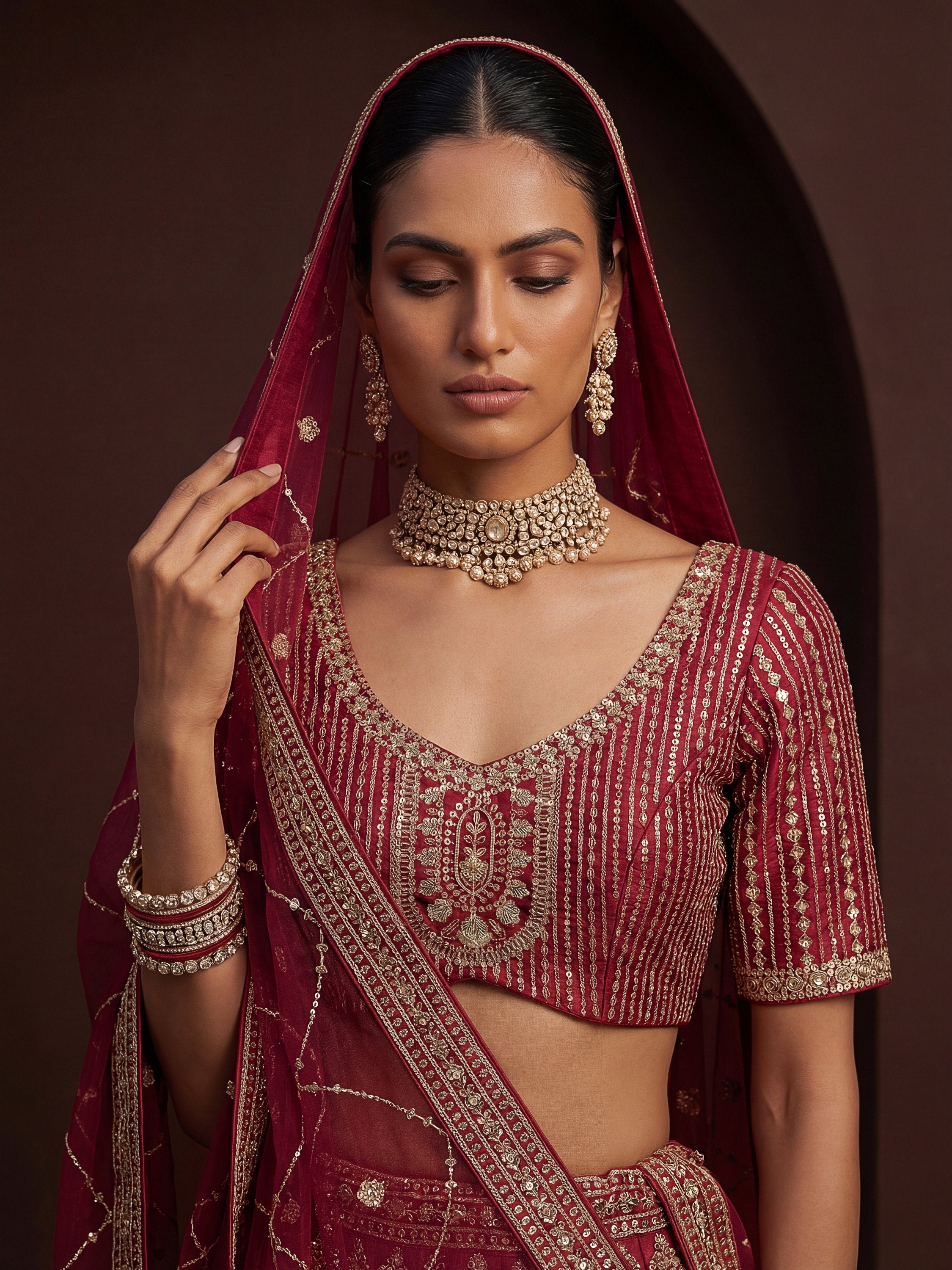 Classy Pink Sequins Silk Bridal Lehenga Choli With Double Dupatta