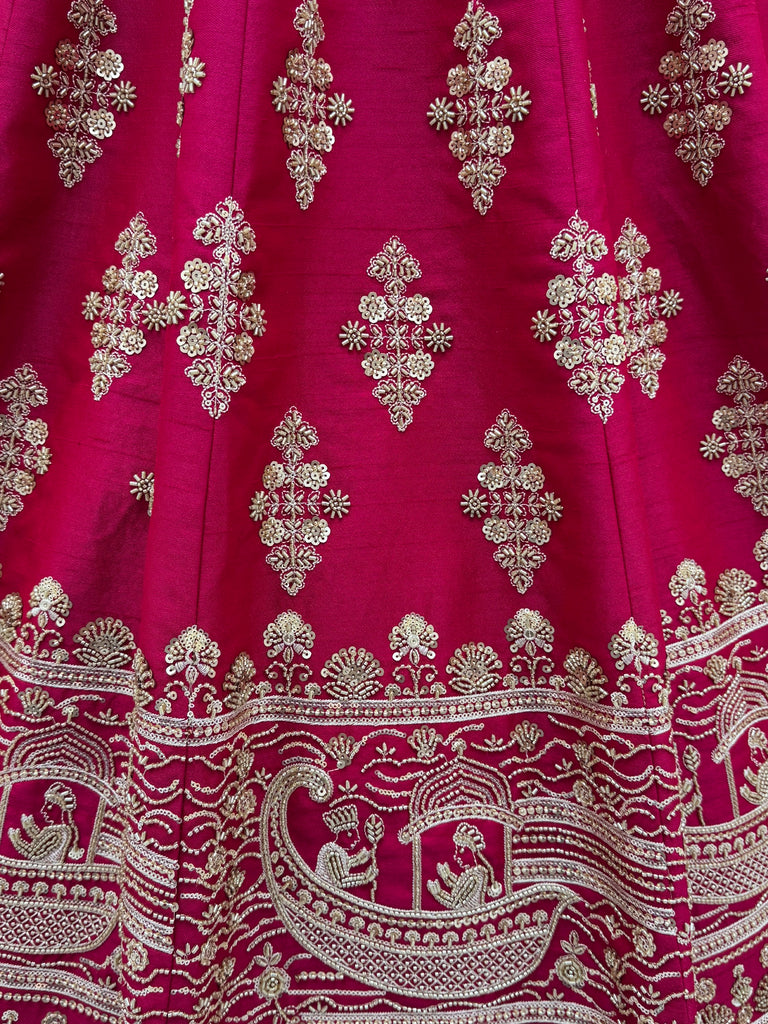 Classy Pink Sequins Silk Bridal Lehenga Choli With Double Dupatta