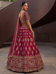Classy Pink Sequins Silk Bridal Lehenga Choli With Double Dupatta