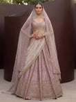 Alluring Mauve Hand Embroidery Silk Lehenga Choli With Double Dupatta