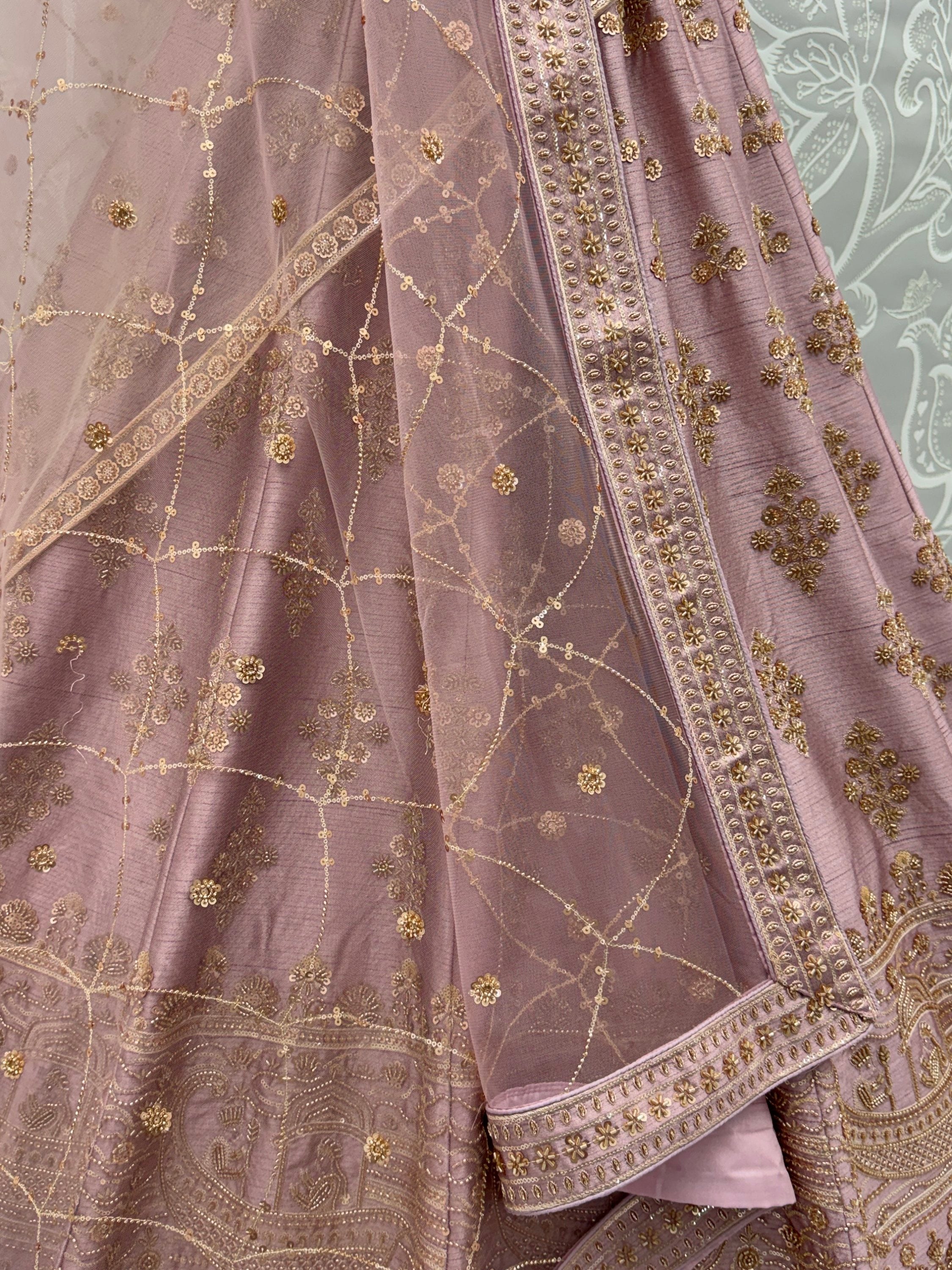 Alluring Mauve Hand Embroidery Silk Lehenga Choli With Double Dupatta